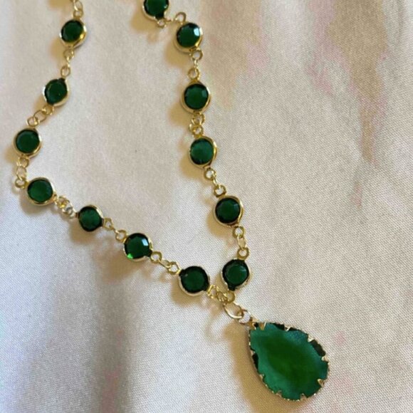 Emerald Elegance 18k Gold Filled Necklace - Picture 2 of 3